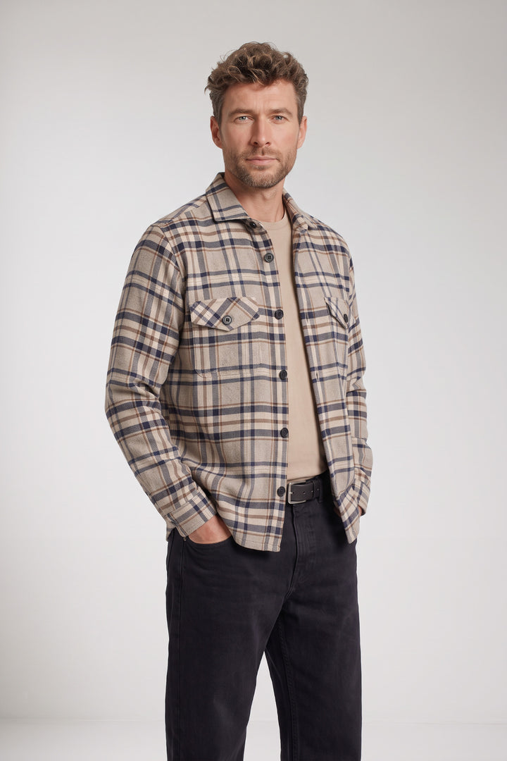 Salerno Geruit Overshirt - Blauw