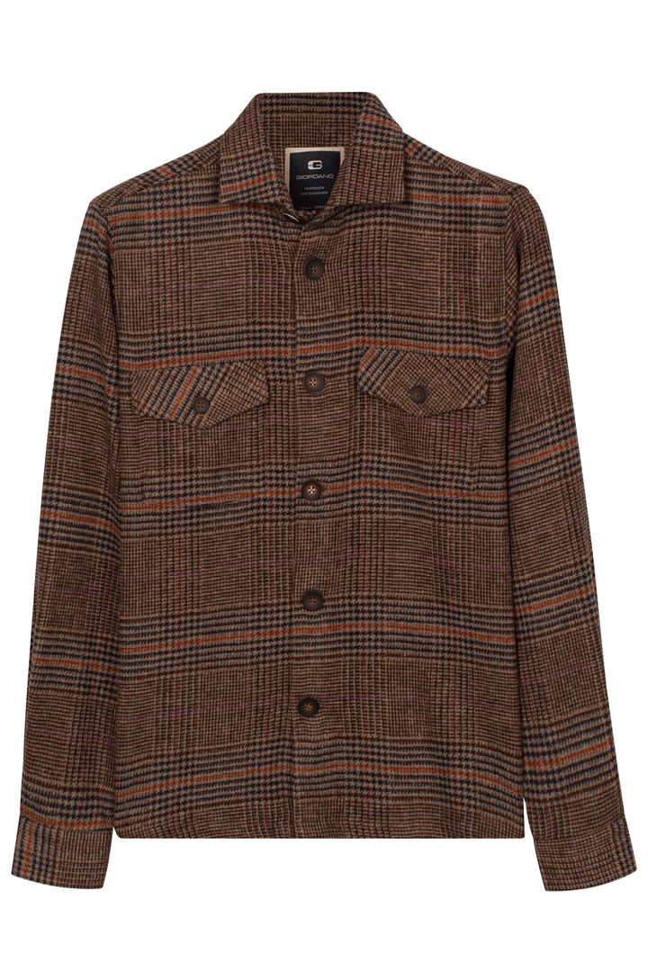 Salerno Houndstooth Flanel Overshirt - Blauw