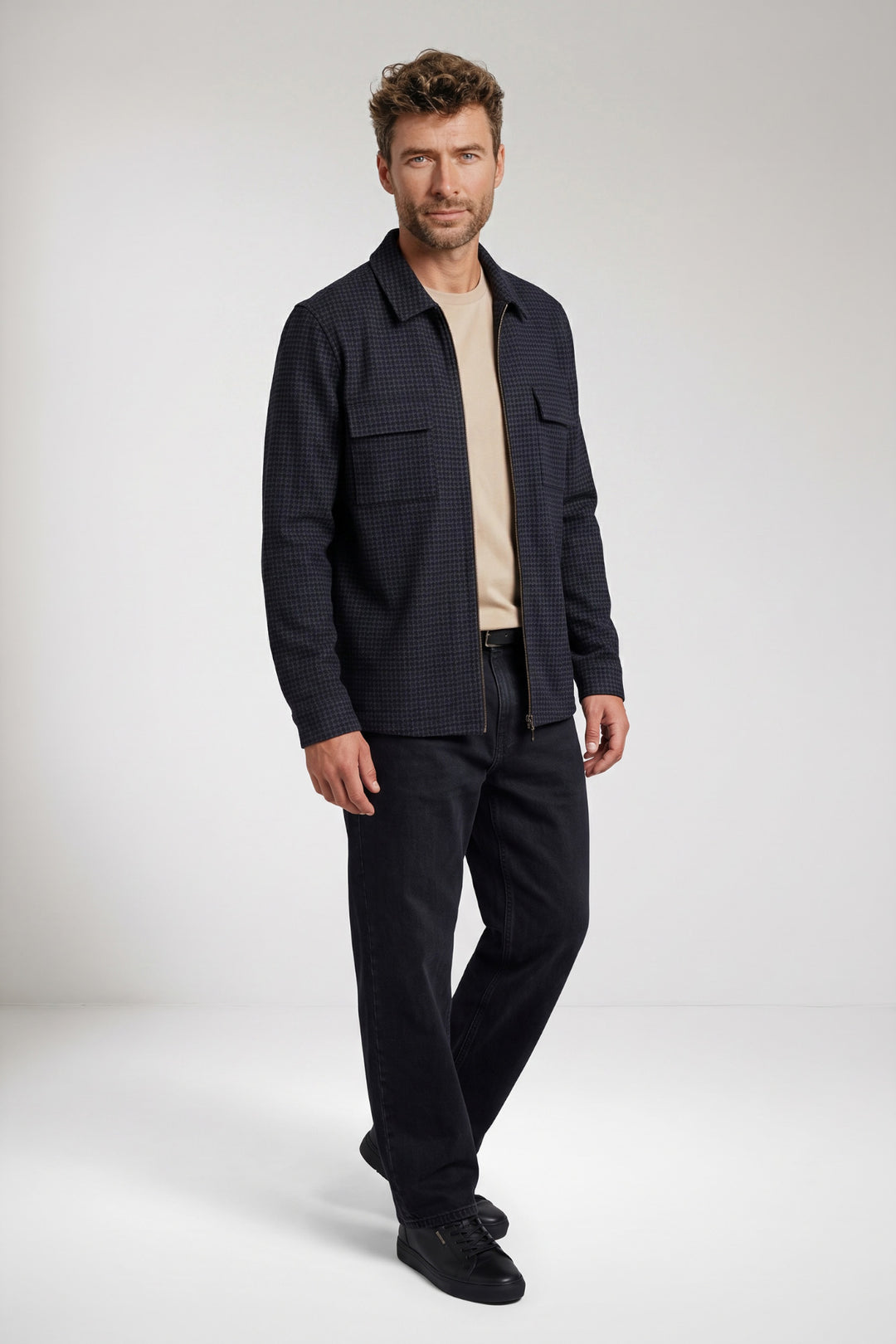 Carissio Houndstooth Overshirt - Blauw