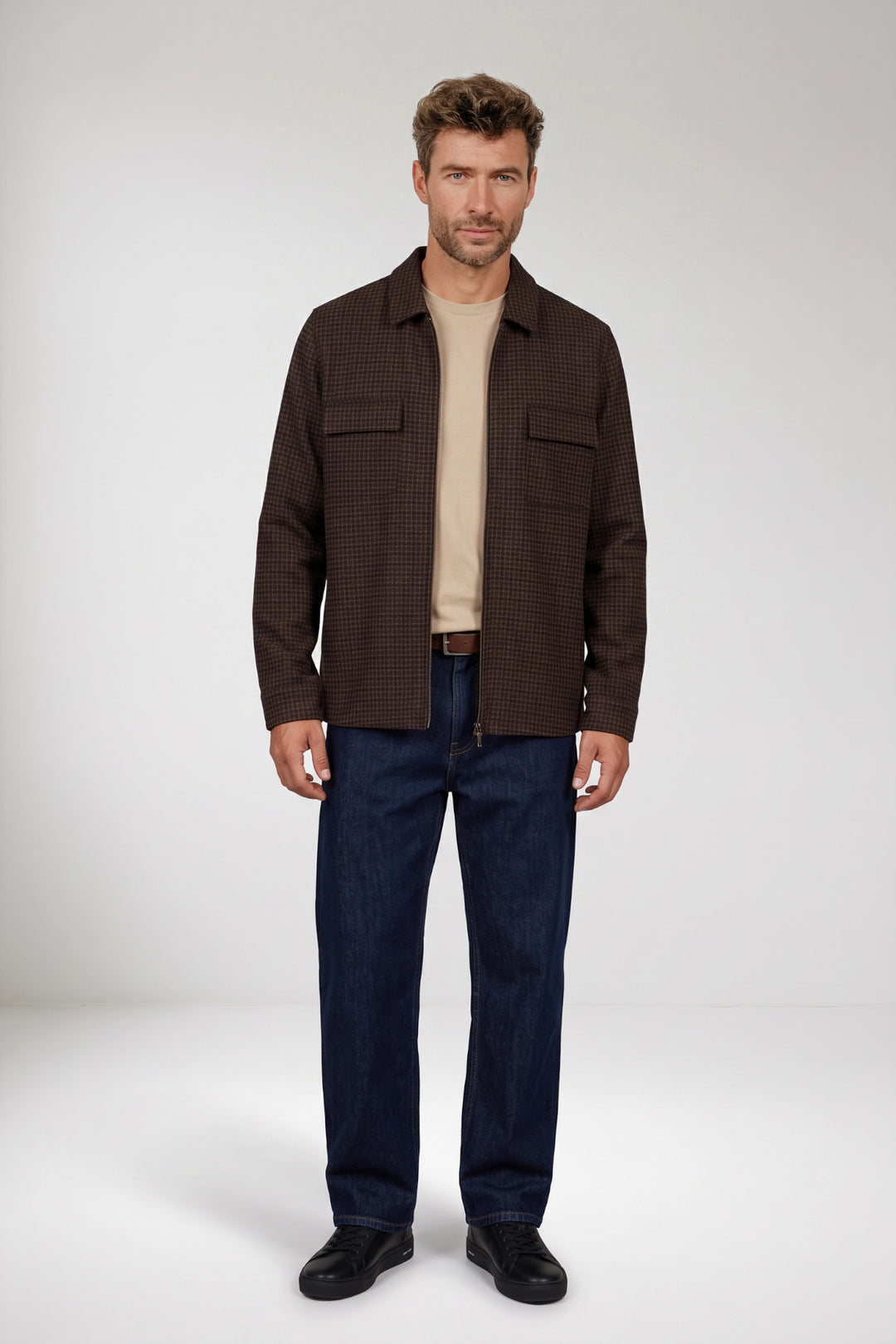 Carissio Houndstooth Overshirt - Bruin