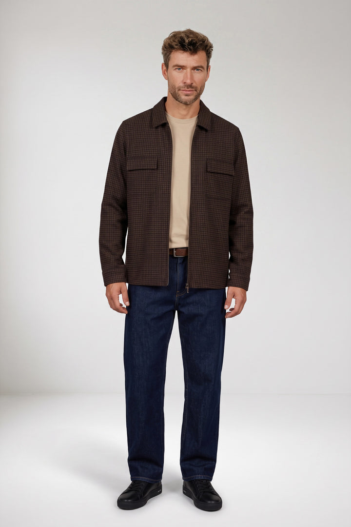 Carissio Houndstooth Overshirt - Bruin