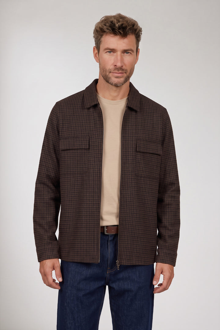 Carissio Houndstooth Overshirt - Bruin