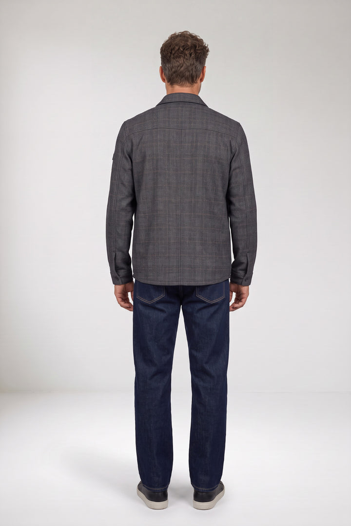 Carissio Geruit Overshirt - Blauw