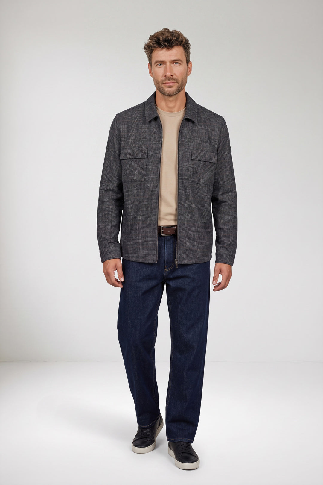 Carissio Geruit Overshirt - Blauw