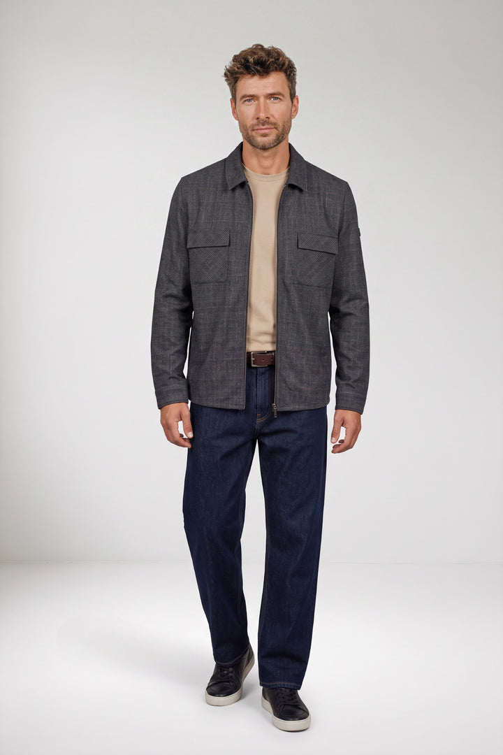 Carissio Geruit Overshirt - Blauw