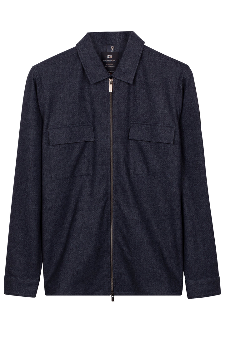 Vercelli Printed Wool Touch Overshirt - Blauw
