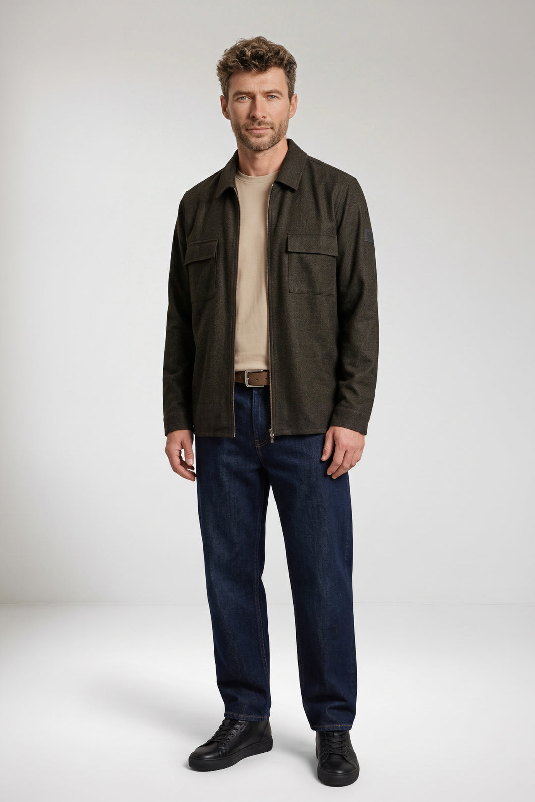 Vercelli Printed Wool Touch Overshirt - Groen