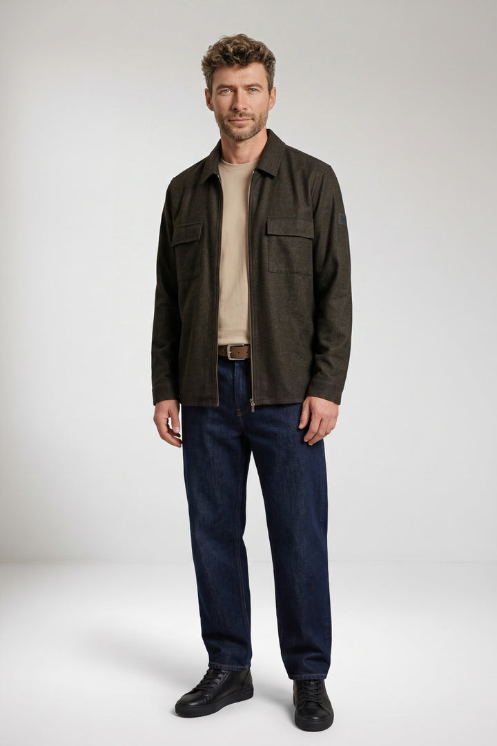 Vercelli Printed Wool Touch Overshirt - Groen