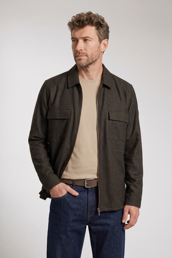 Vercelli Printed Wool Touch Overshirt - Groen