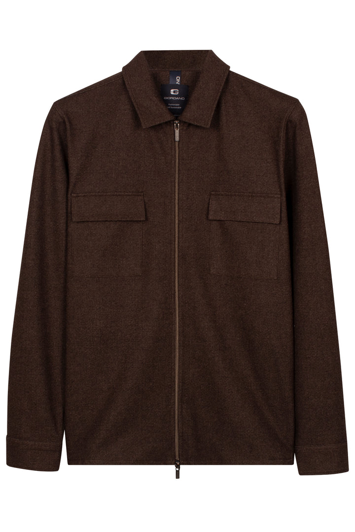 Vercelli Printed Wool Touch Overshirt - Bruin