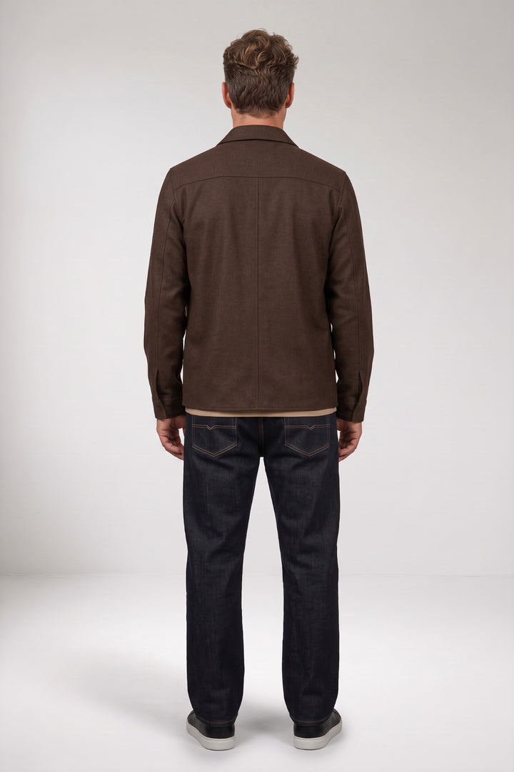 Vercelli Printed Wool Touch Overshirt - Bruin