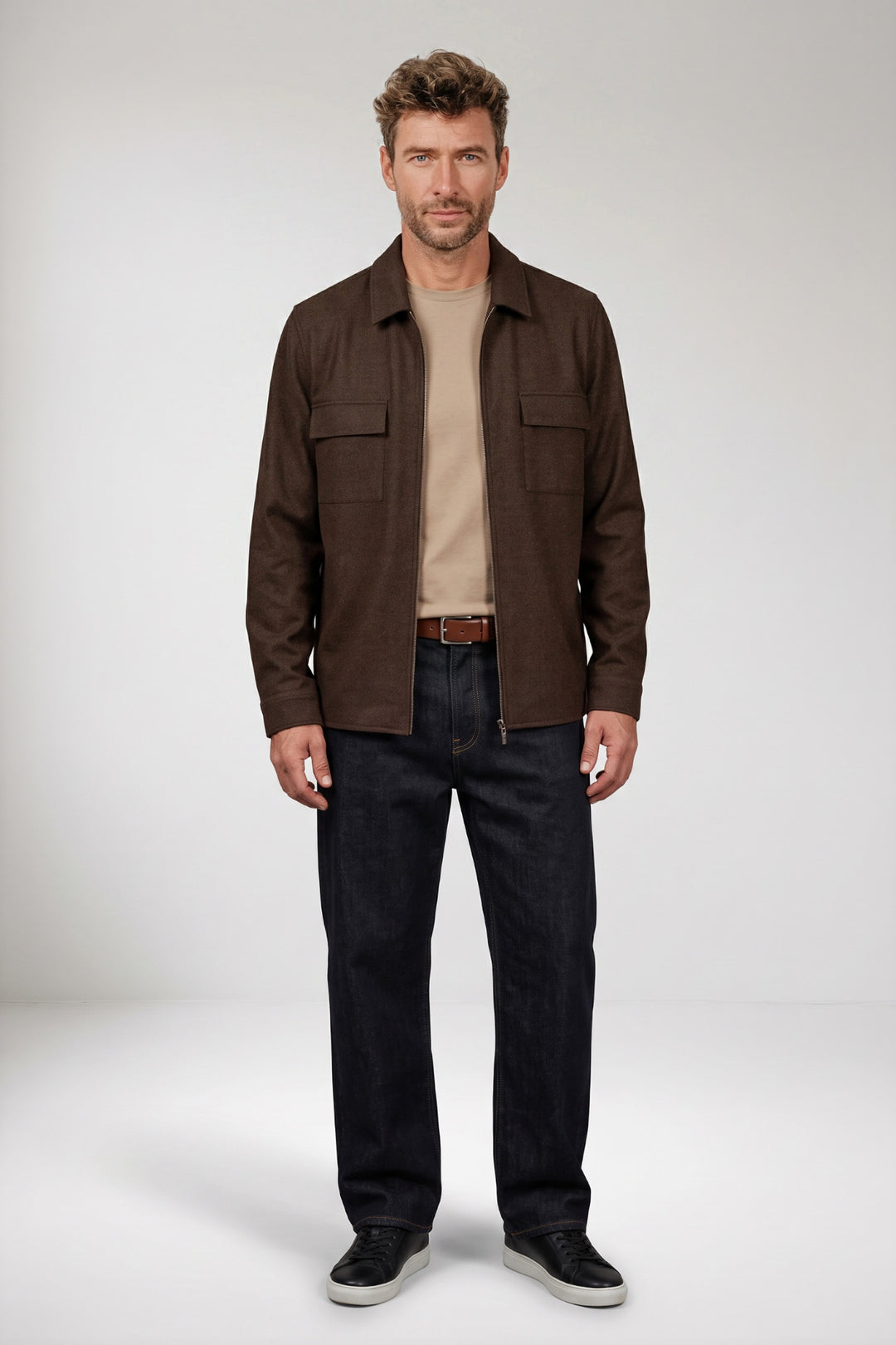 Vercelli Printed Wool Touch Overshirt - Bruin