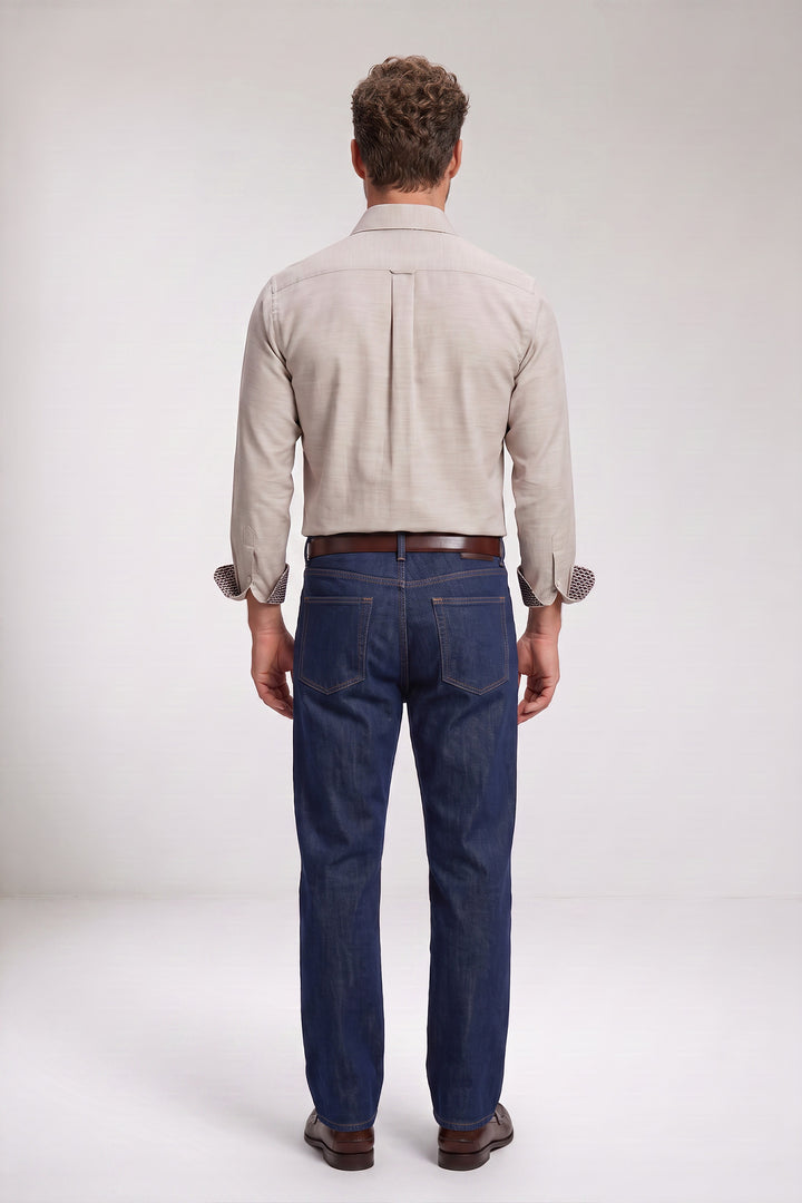 Belmonte Button Under Oxford Overhemd - Beige