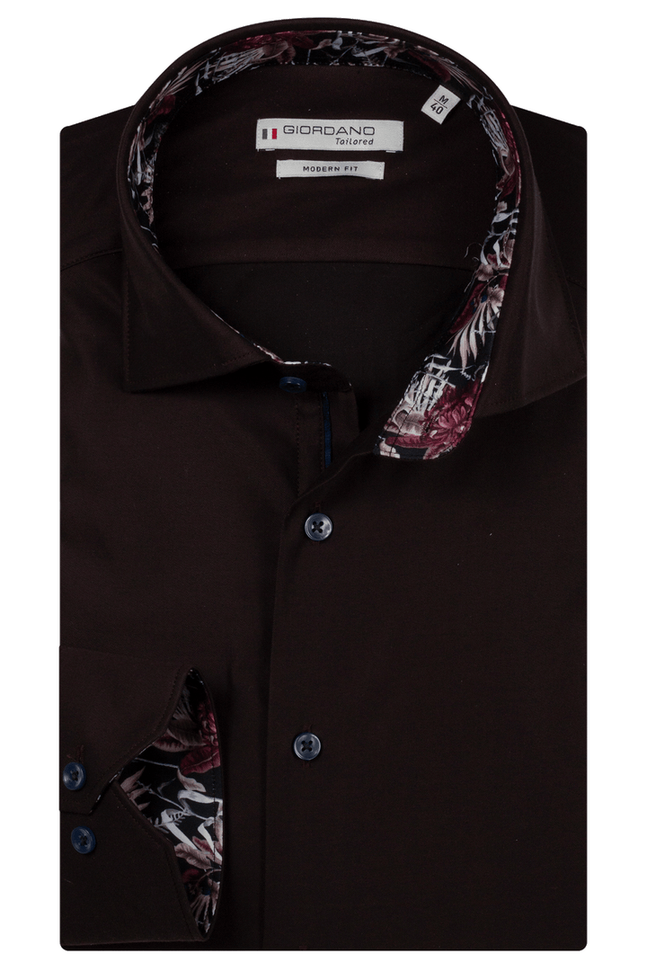 Locarno Semi-Cutaway Two-ply Overhemd - Bordeaux