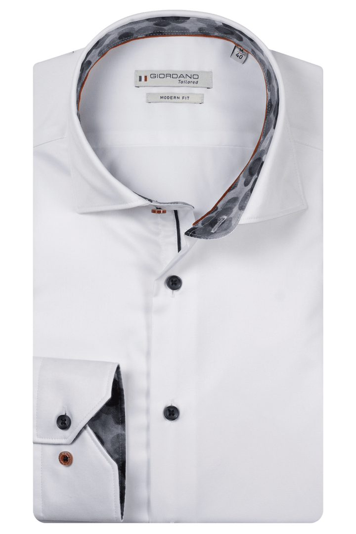 Locarno Semi-Cutaway Two-ply Overhemd - Wit