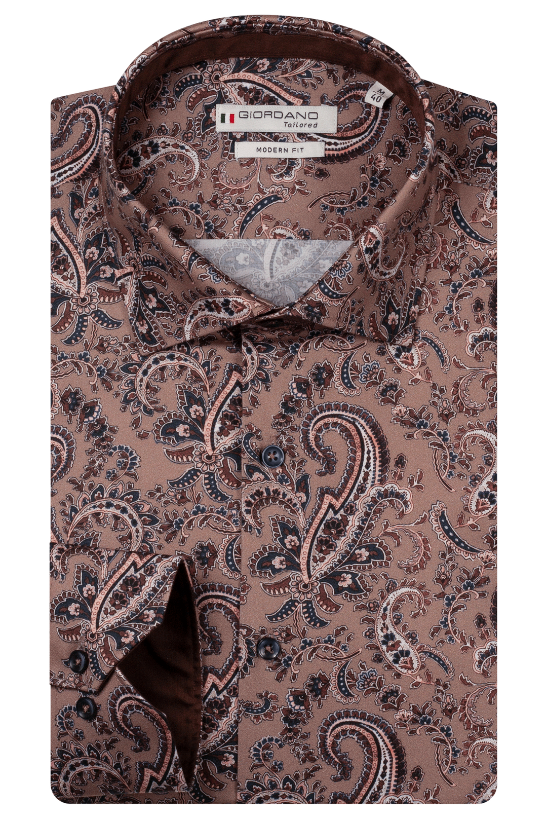 Giordano Maggiore Semi Cutaway Paisley Overhemd - Beige