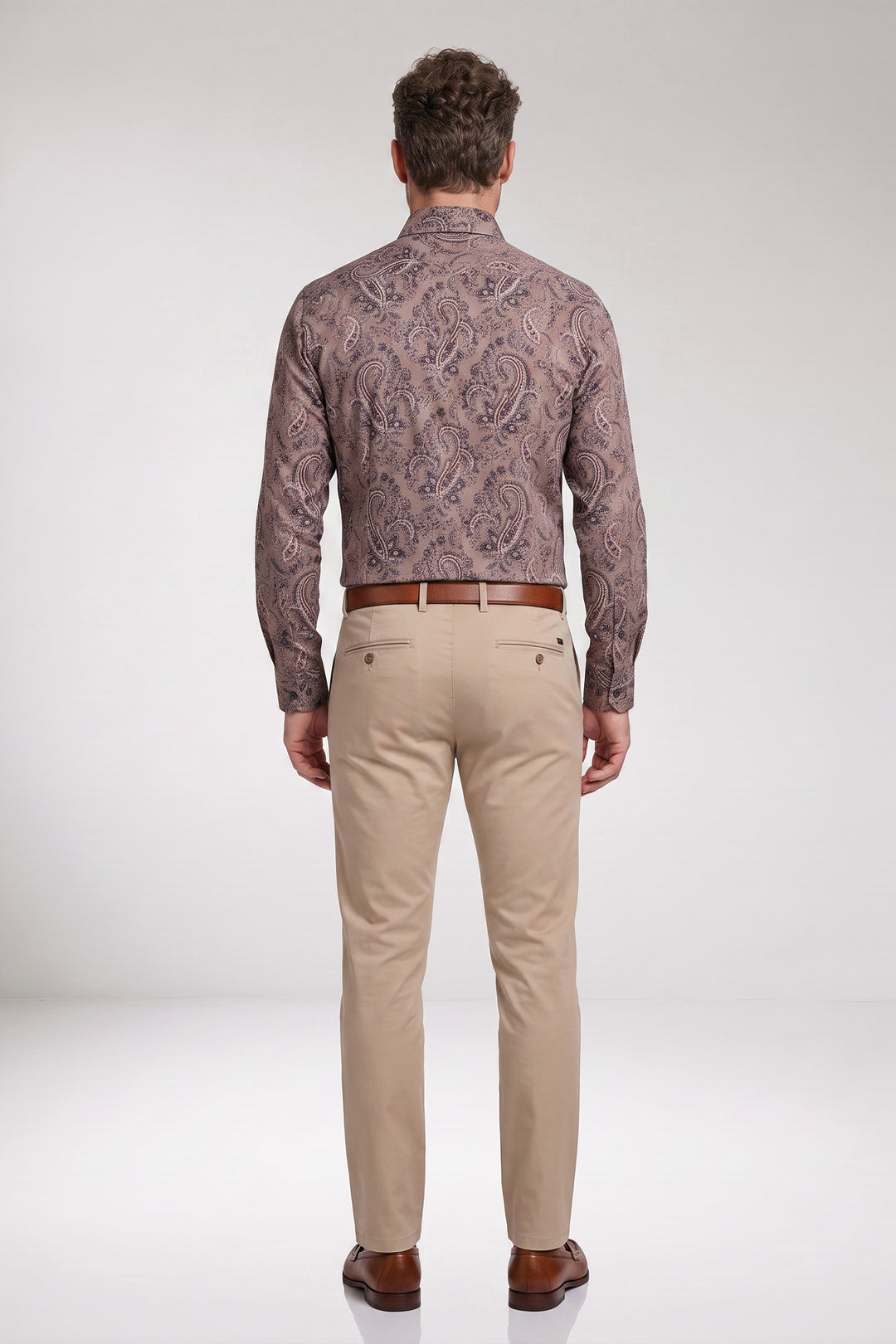 Giordano Maggiore Semi Cutaway Paisley Overhemd - Beige
