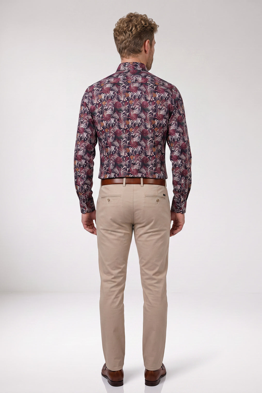 Locarno Semi Cutaway Bloemenprint Overhemd - Rood