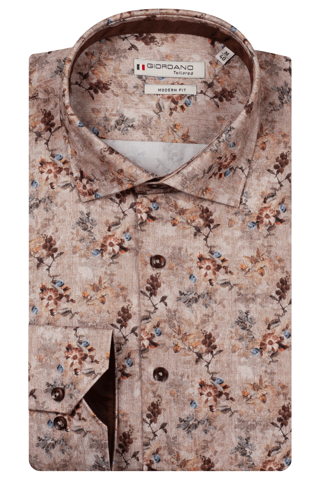 Giordano Maggiore Semi Cutaway Print Overhemd - Beige