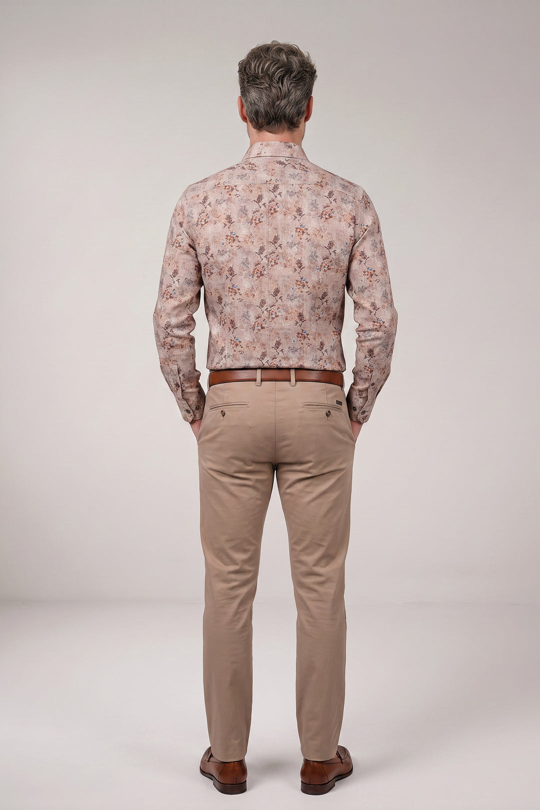 Maggiore Semi Cutaway Bloemenprint Overhemd - Beige