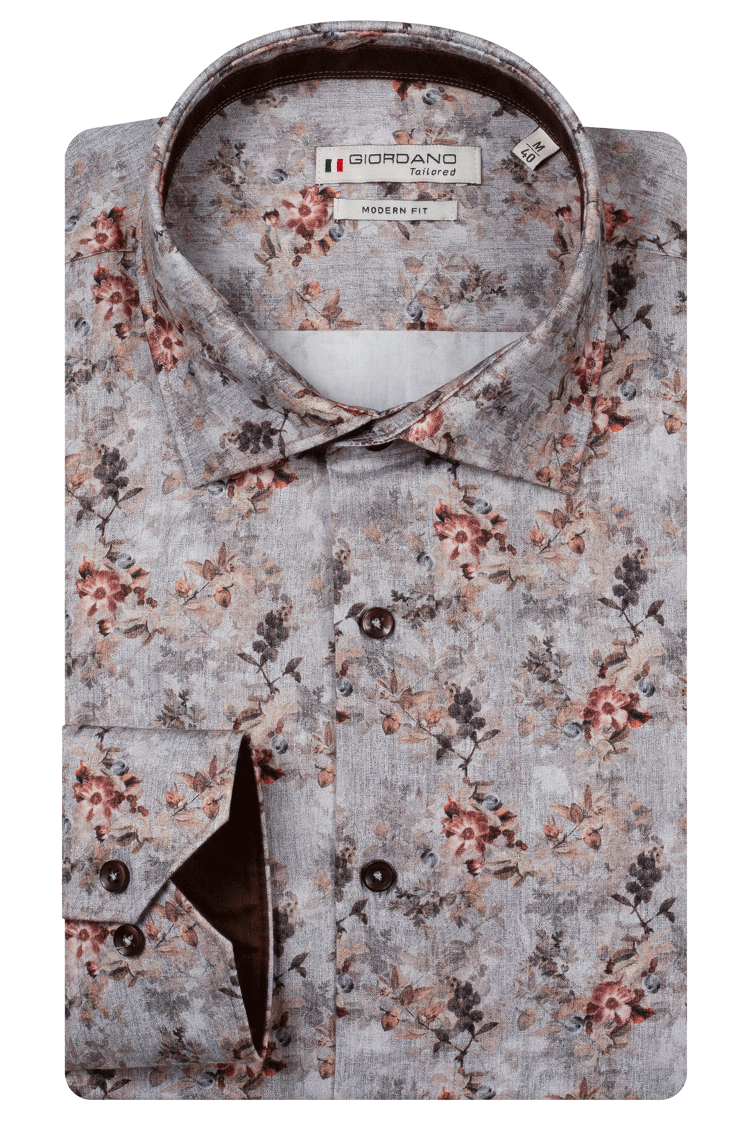 Giordano Maggiore Semi Cutaway Print Overhemd - Grijs