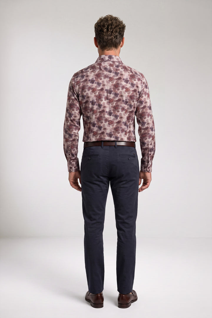 Locarno Semi Cutaway Print Overhemd - Rood