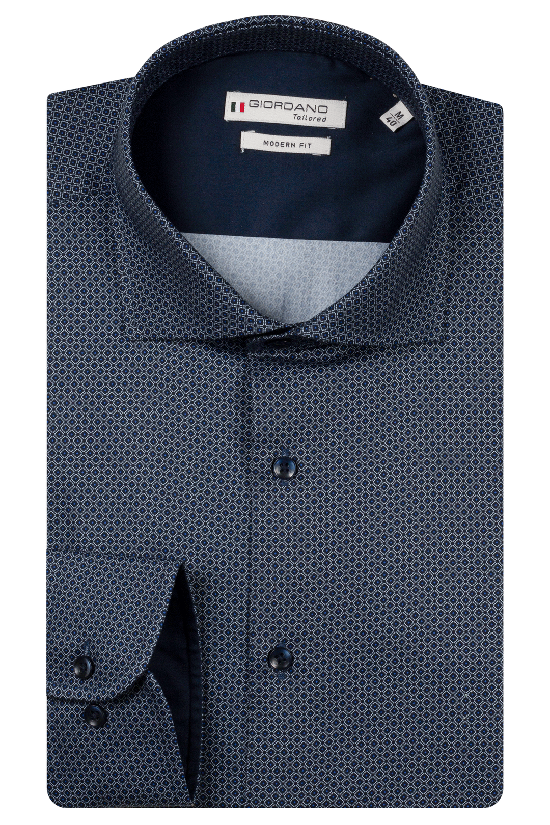 Giordano Locarno Semi Cutaway Print Overhemd - Blauw