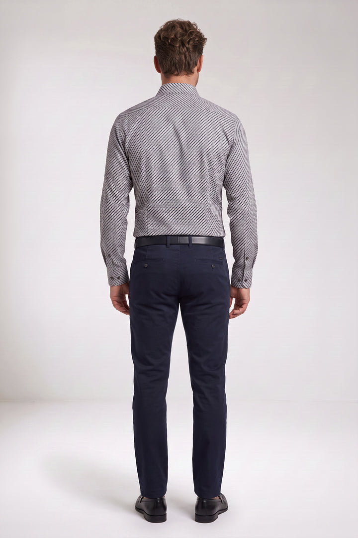 Belmonte Button Under Grafische print Overhemd - Blauw