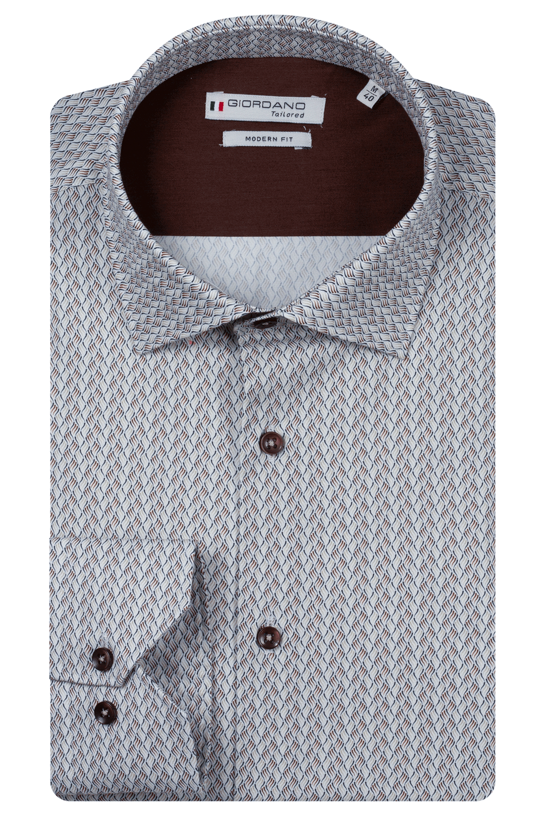Giordano Maggiore Semi Cutaway Print Overhemd - Lichtblauw