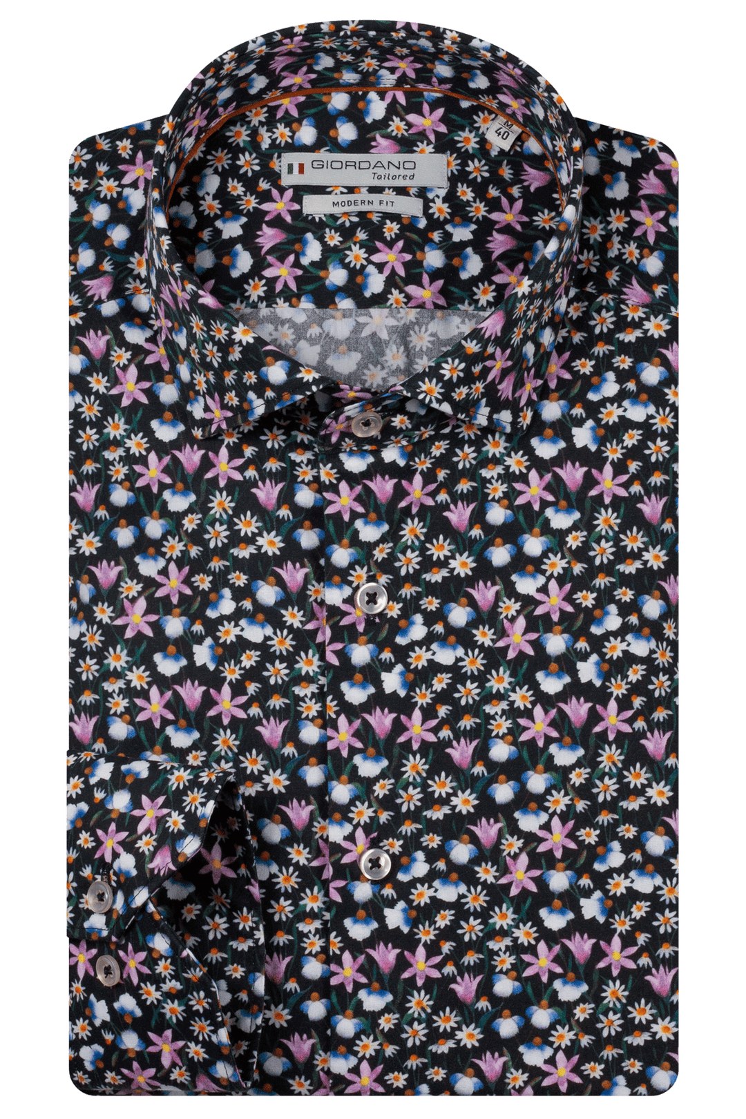 Giordano Maggiore Semi Cutaway Print Overhemd - Roze