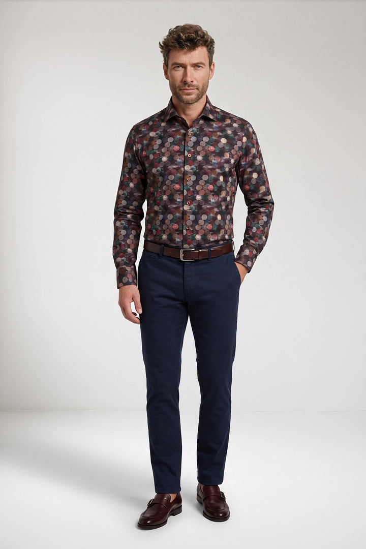 Maggiore Semi Cutaway Paisleyprint Overhemd - Roze