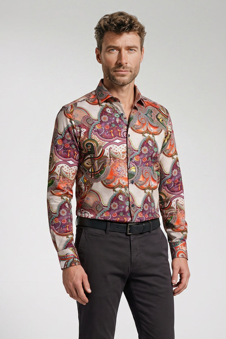 Maggiore Semi Cutaway Paisleyprint Overhemd - Blauw