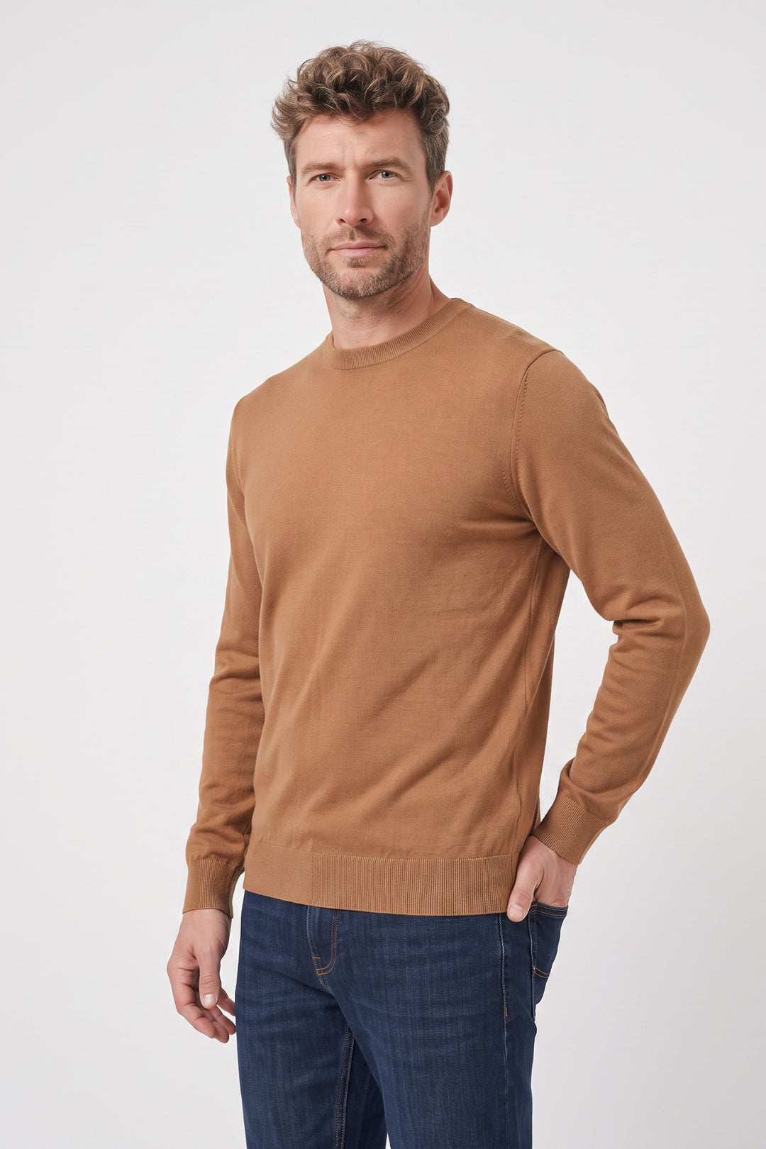 Treviso Tencel™ Lyocell Crewneck Pullover - Camel