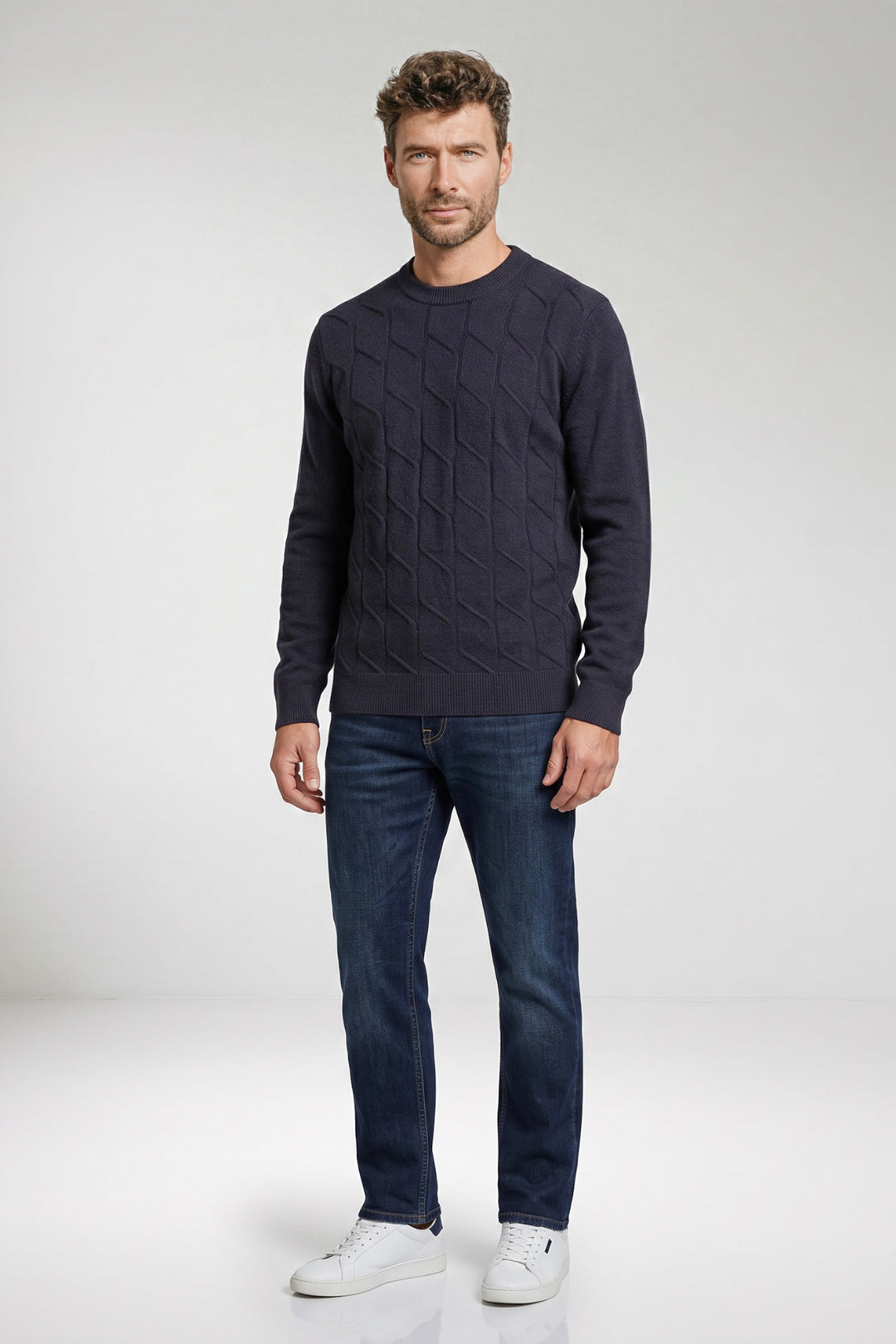 Ivrea Lamswollen Crewneck Pullover - Donkerblauw