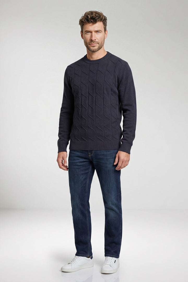 Ivrea Lamswollen Crewneck Pullover - Donkerblauw