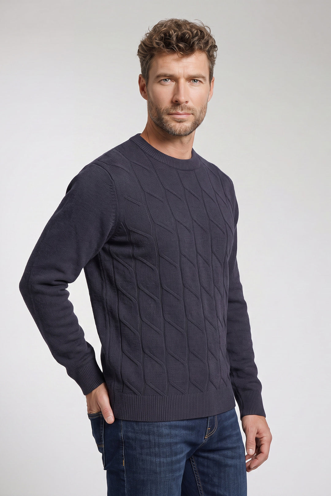 Ivrea Lamswollen Crewneck Pullover - Donkerblauw