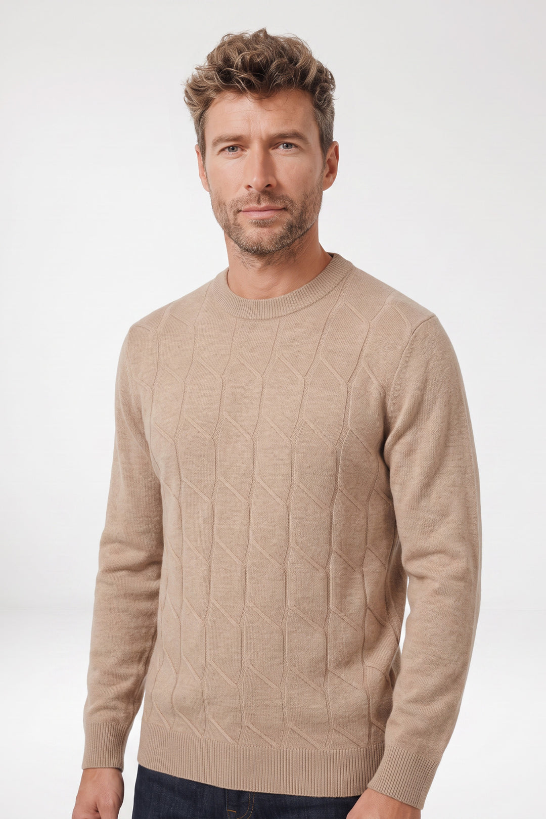 Ivrea Lamswollen Crewneck Pullover - Beige
