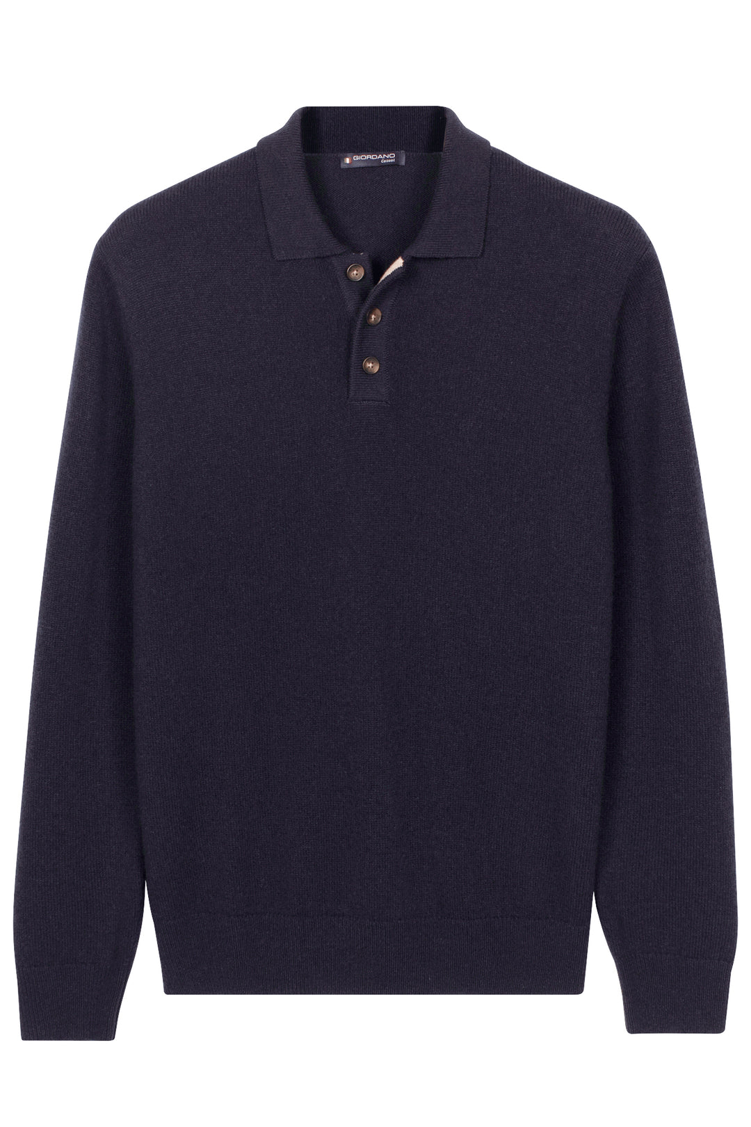 Monza Lamswollen Polo Pullover - Donkerblauw
