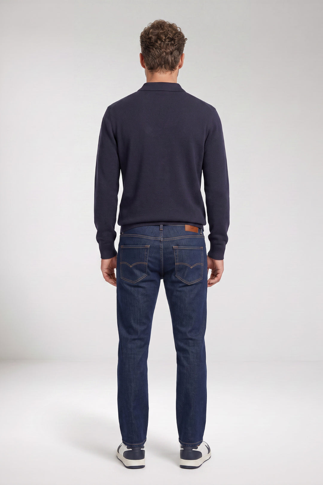 Monza Lamswollen Polo Pullover - Donkerblauw