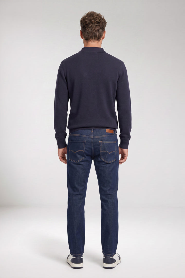 Monza Lamswollen Polo Pullover - Donkerblauw