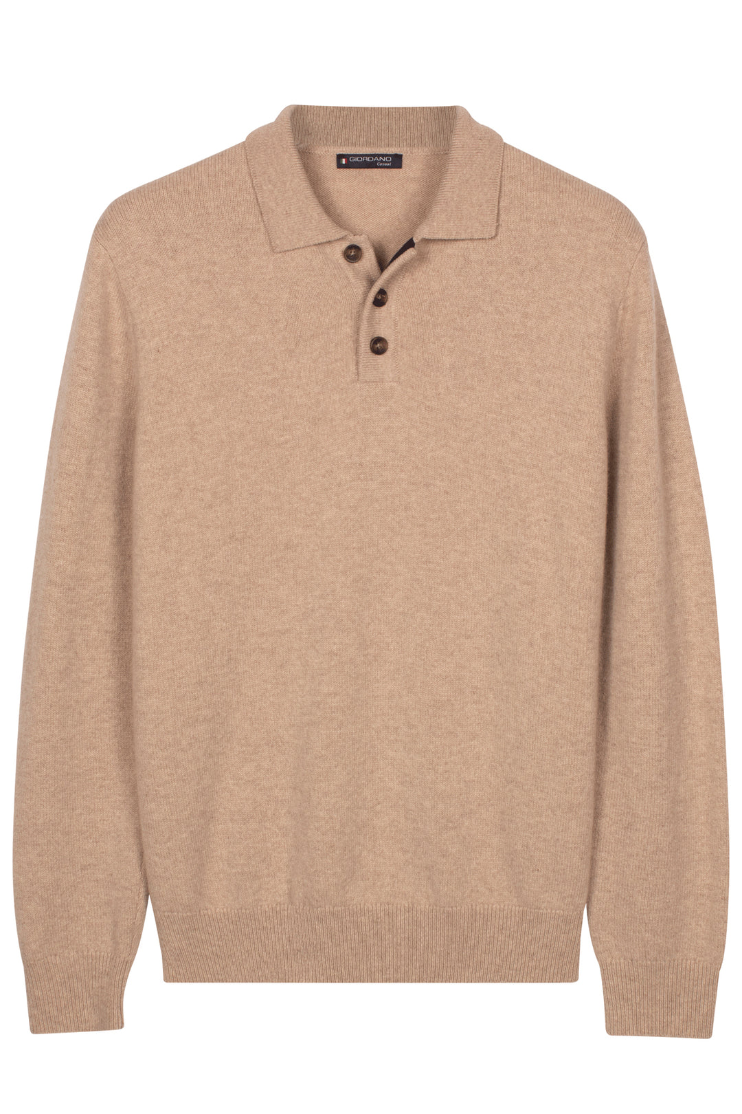 Monza Lamswollen Polo Pullover - Beige