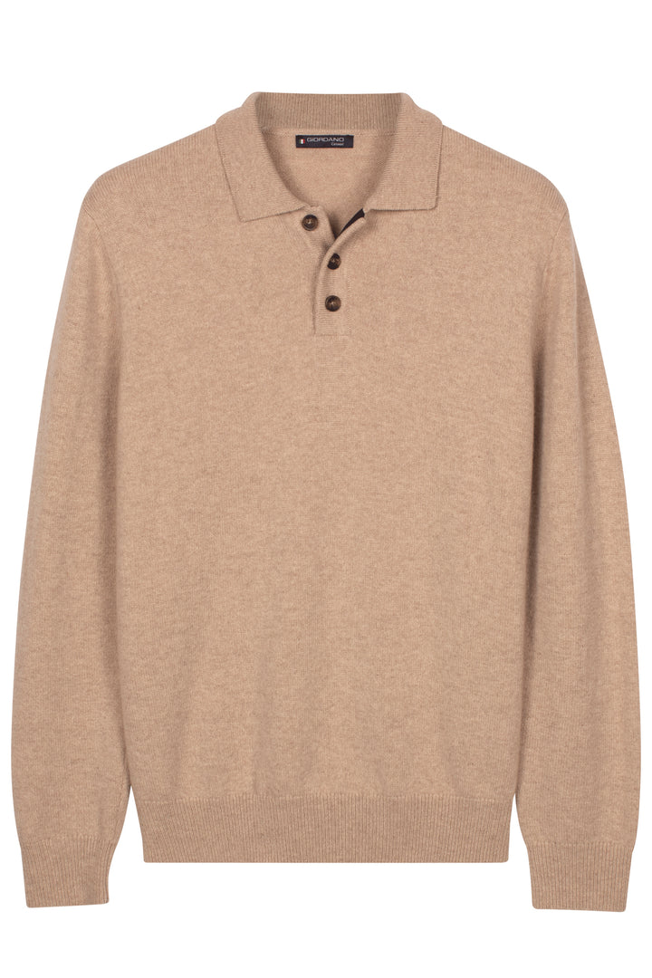 Monza Lamswollen Polo Pullover - Beige
