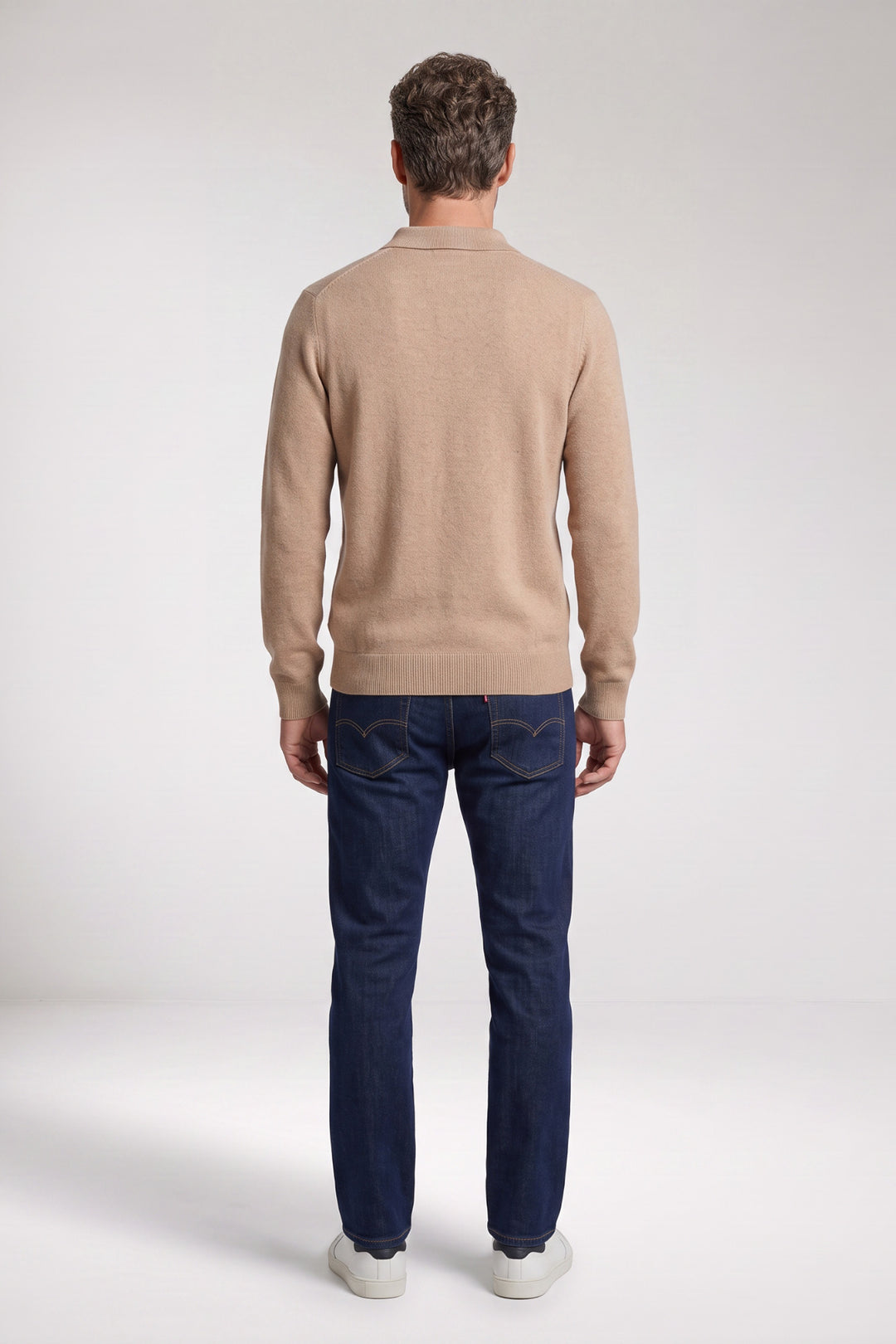 Monza Lamswollen Polo Pullover - Beige