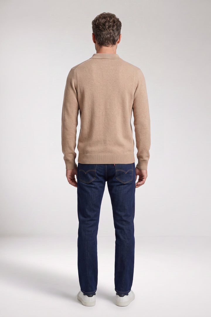 Monza Lamswollen Polo Pullover - Beige