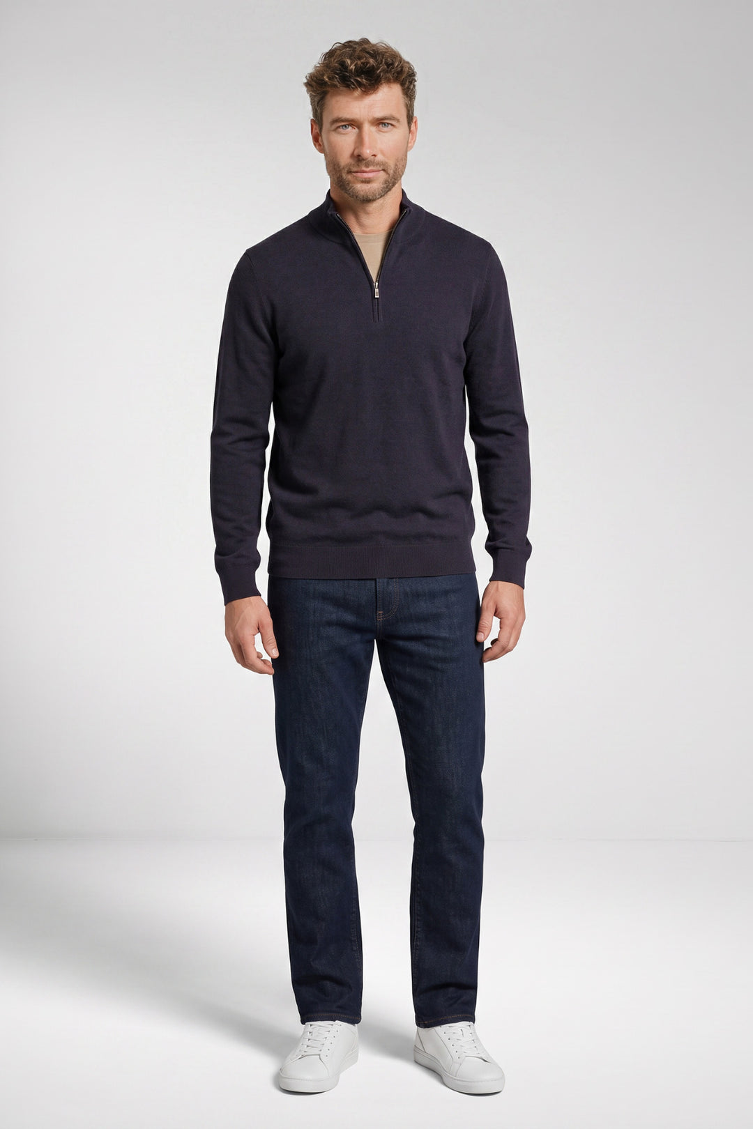 Veneto Tencel™ Lyocell Half Zip Pullover - Donkerblauw