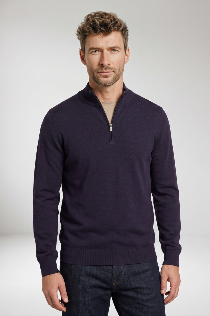 Veneto Tencel™ Lyocell Half Zip Pullover - Donkerblauw
