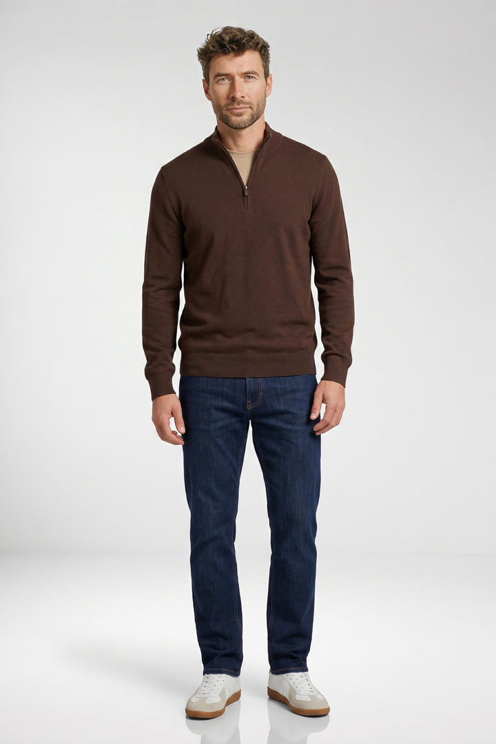 Veneto Tencel™ Lyocell Half Zip Pullover - Bruin