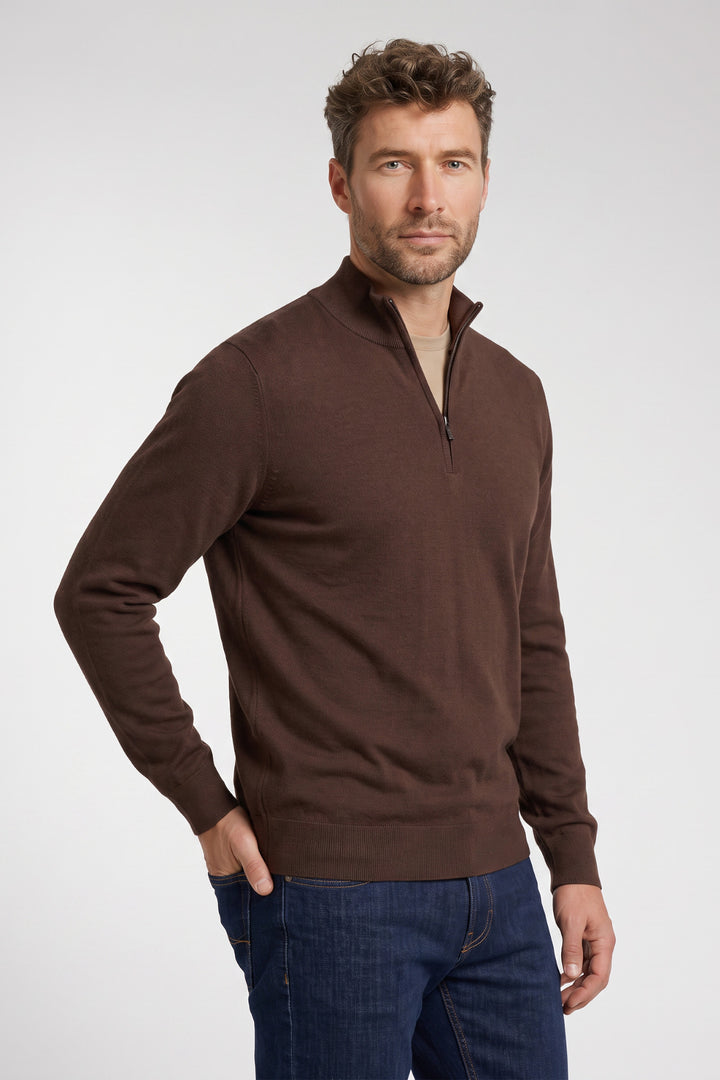 Veneto Tencel™ Lyocell Half Zip Pullover - Bruin