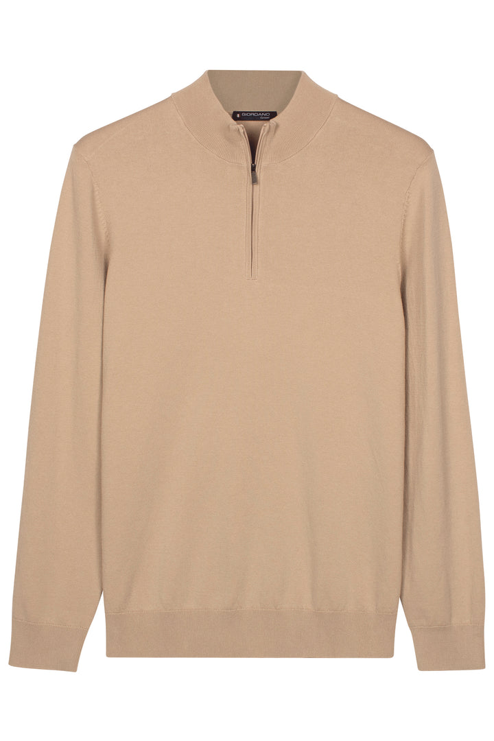 Veneto Tencel™ Lyocell Half Zip Pullover - Beige
