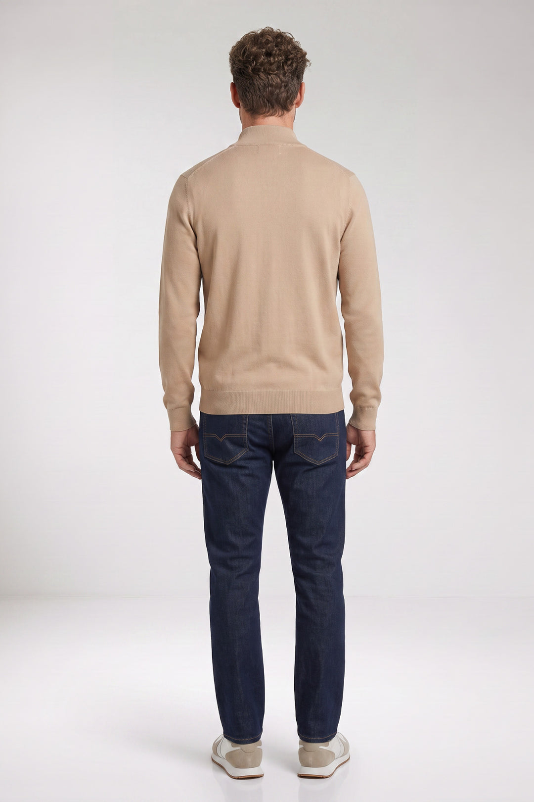 Veneto Tencel™ Lyocell Half Zip Pullover - Beige